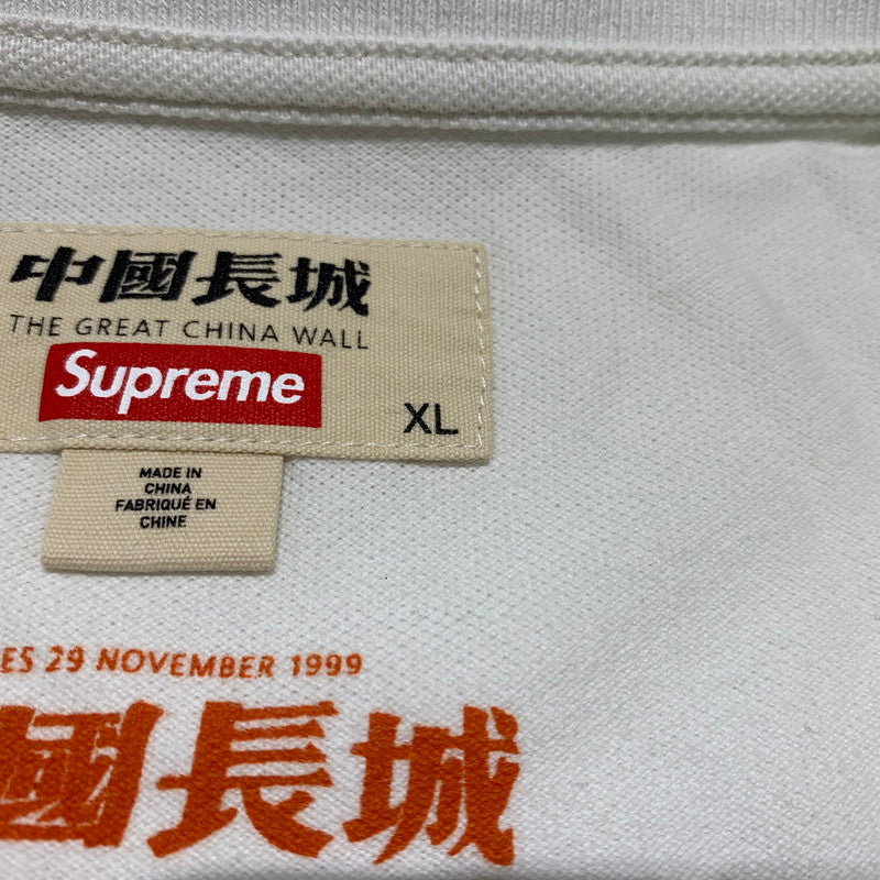 【中古品】【メンズ】 Supreme シュプリーム THE GREAT CHINA WALL DRAGON POLO グレート チャイナ ウォール ドラゴン ポロ 半袖 トップス 149-260613-ko-15-tei サイズ：XL カラー：ホワイト 万代Net店
