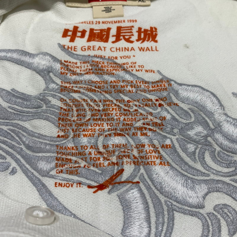【中古品】【メンズ】 Supreme シュプリーム THE GREAT CHINA WALL DRAGON POLO グレート チャイナ ウォール ドラゴン ポロ 半袖 トップス 149-260613-ko-15-tei サイズ：XL カラー：ホワイト 万代Net店