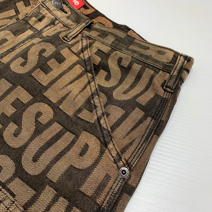 【中古品】【メンズ】 Supreme シュプリーム REPEAT JACQURD DOUBLE KNEE DENIM SHORT リピート ジャカード ダブルニー デニムショーツ ボトムス ハーフパンツ 149-260613-ko-16-tei サイズ：34 カラー：ブラウン 万代Net店
