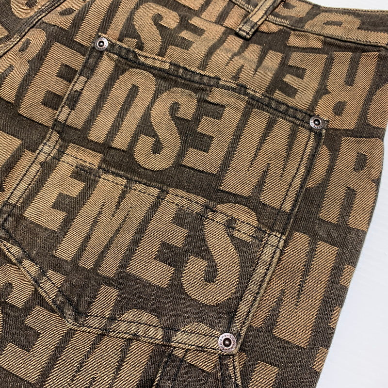 【中古品】【メンズ】 Supreme シュプリーム REPEAT JACQURD DOUBLE KNEE DENIM SHORT リピート ジャカード ダブルニー デニムショーツ ボトムス ハーフパンツ 149-260613-ko-16-tei サイズ：34 カラー：ブラウン 万代Net店