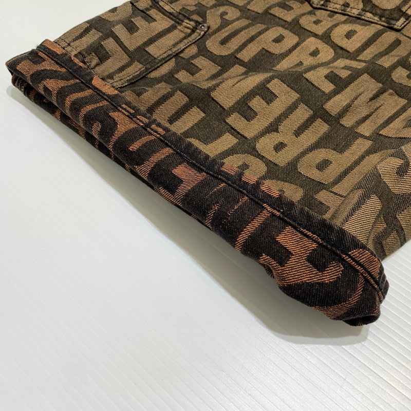 【中古品】【メンズ】 Supreme シュプリーム REPEAT JACQURD DOUBLE KNEE DENIM SHORT リピート ジャカード ダブルニー デニムショーツ ボトムス ハーフパンツ 149-260613-ko-16-tei サイズ：34 カラー：ブラウン 万代Net店