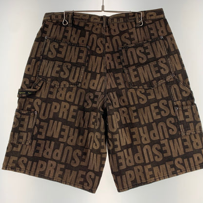 【中古品】【メンズ】 Supreme シュプリーム REPEAT JACQURD DOUBLE KNEE DENIM SHORT リピート ジャカード ダブルニー デニムショーツ ボトムス ハーフパンツ 149-260613-ko-16-tei サイズ：34 カラー：ブラウン 万代Net店