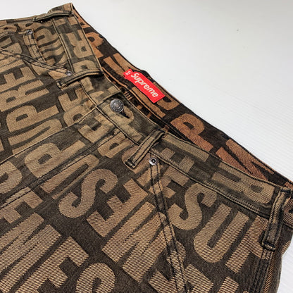 【中古品】【メンズ】 Supreme シュプリーム REPEAT JACQURD DOUBLE KNEE DENIM SHORT リピート ジャカード ダブルニー デニムショーツ ボトムス ハーフパンツ 149-260613-ko-16-tei サイズ：34 カラー：ブラウン 万代Net店