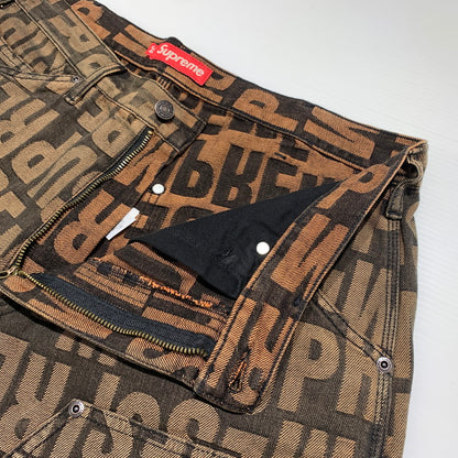【中古品】【メンズ】 Supreme シュプリーム REPEAT JACQURD DOUBLE KNEE DENIM SHORT リピート ジャカード ダブルニー デニムショーツ ボトムス ハーフパンツ 149-260613-ko-16-tei サイズ：34 カラー：ブラウン 万代Net店