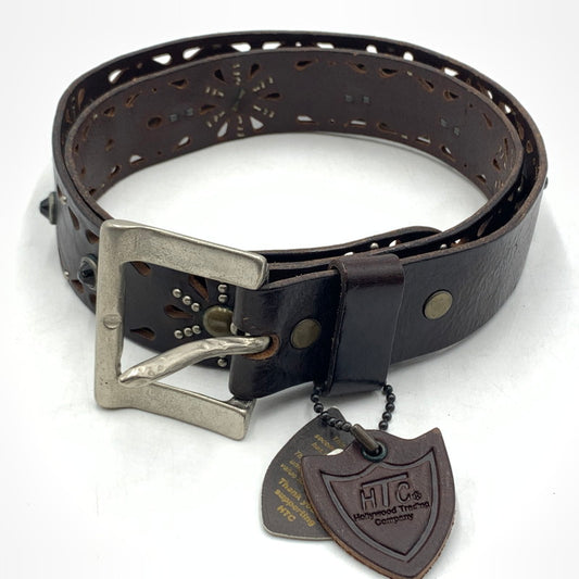 【中古品】【メンズ】 HTC エイチティーシー STUDS BELT MADE IN ITALY スタッズ ベルト アクセサリー イタリア製 205-260613-ko-03-tei カラー：ブラウン/シルバー 万代Net店