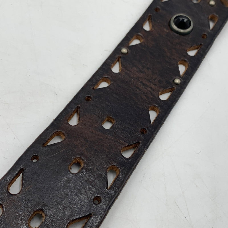 【中古品】【メンズ】 HTC エイチティーシー STUDS BELT MADE IN ITALY スタッズ ベルト アクセサリー イタリア製 205-260613-ko-03-tei カラー：ブラウン/シルバー 万代Net店