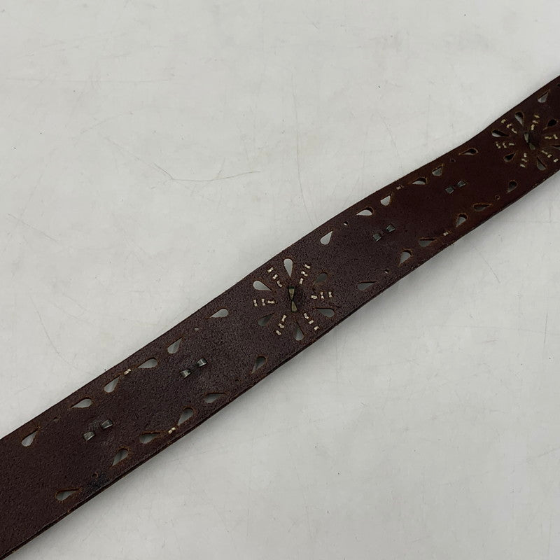 【中古品】【メンズ】 HTC エイチティーシー STUDS BELT MADE IN ITALY スタッズ ベルト アクセサリー イタリア製 205-260613-ko-03-tei カラー：ブラウン/シルバー 万代Net店