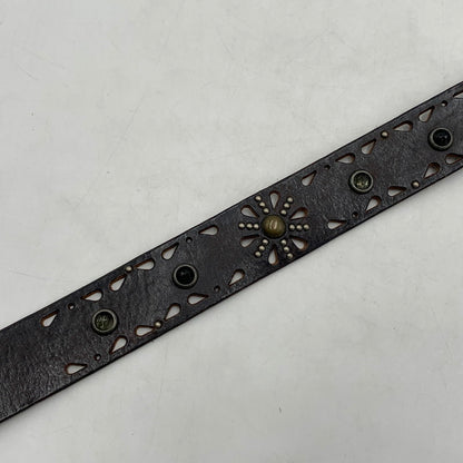 【中古品】【メンズ】 HTC エイチティーシー STUDS BELT MADE IN ITALY スタッズ ベルト アクセサリー イタリア製 205-260613-ko-03-tei カラー：ブラウン/シルバー 万代Net店