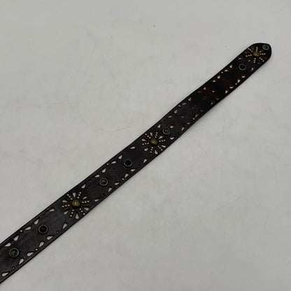 【中古品】【メンズ】 HTC エイチティーシー STUDS BELT MADE IN ITALY スタッズ ベルト アクセサリー イタリア製 205-260613-ko-03-tei カラー：ブラウン/シルバー 万代Net店