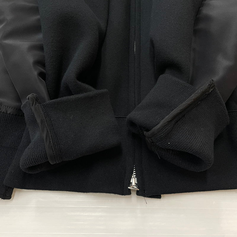 【中古品】【メンズ】 SACAI サカイ SPONGE SWEAT × NYLON TWILL HOODIE SCM-219 AD2025 スポンジスウェット × ナイロンツイル フーディ 長袖 トップス ジップパーカー 140-260612-yo-06-tei サイズ：1 カラー：ブラック 万代Net店