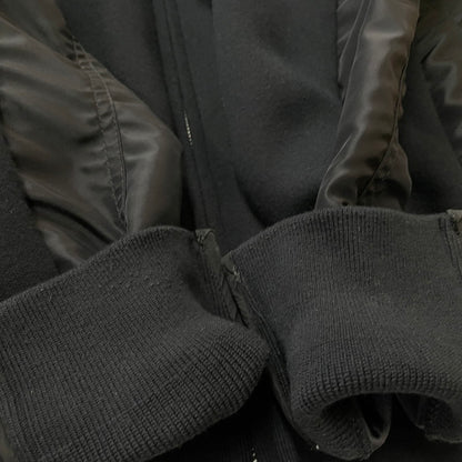 【中古品】【メンズ】 SACAI サカイ SPONGE SWEAT × NYLON TWILL HOODIE SCM-219 AD2025 スポンジスウェット × ナイロンツイル フーディ 長袖 トップス ジップパーカー 140-260612-yo-06-tei サイズ：1 カラー：ブラック 万代Net店