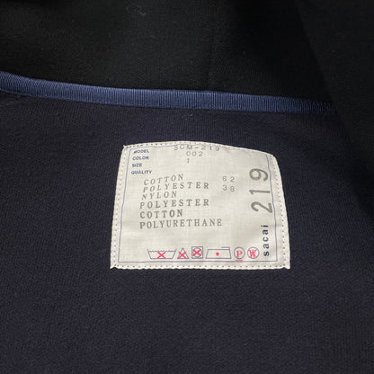 【中古品】【メンズ】 SACAI サカイ SPONGE SWEAT × NYLON TWILL HOODIE SCM-219 AD2025 スポンジスウェット × ナイロンツイル フーディ 長袖 トップス ジップパーカー 140-260612-yo-06-tei サイズ：1 カラー：ブラック 万代Net店