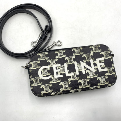 【中古品】【メンズ/レディース】 CELINE セリーヌ ホリゾンタル ポーチ ショルダーバッグ クロスボディ トリオンフキャンバス カバン 180-260615-ko-05-tei カラー：ブラック 万代Net店