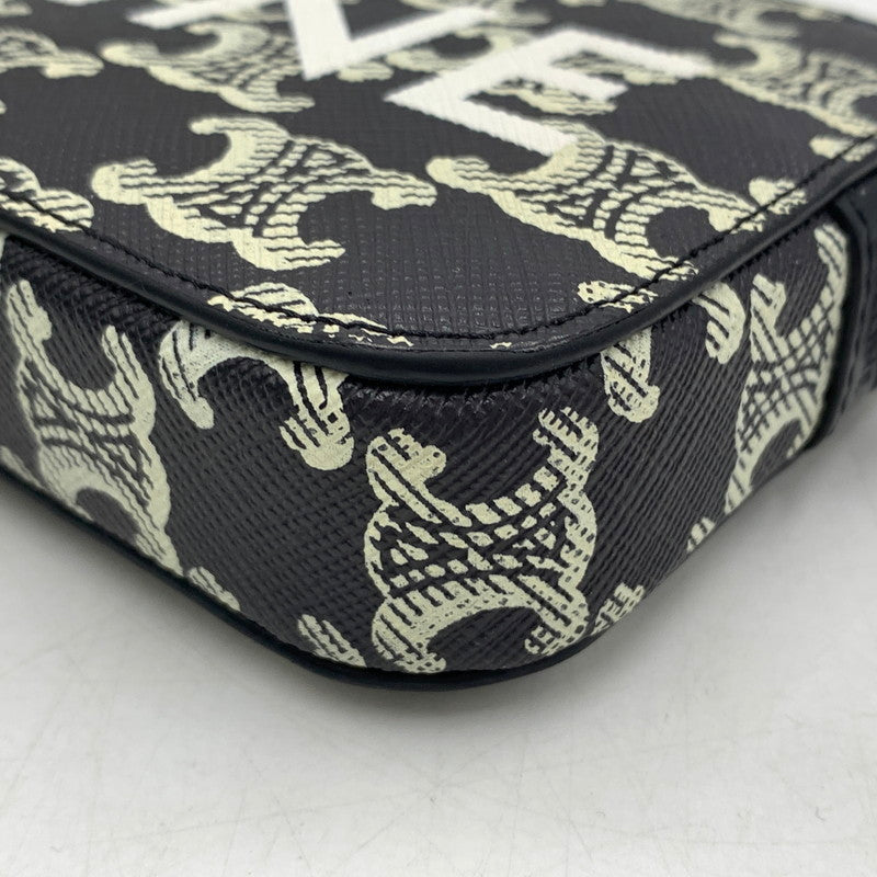 【中古品】【メンズ/レディース】 CELINE セリーヌ ホリゾンタル ポーチ ショルダーバッグ クロスボディ トリオンフキャンバス カバン 180-260615-ko-05-tei カラー：ブラック 万代Net店