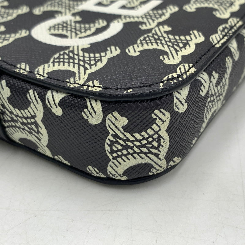【中古品】【メンズ/レディース】 CELINE セリーヌ ホリゾンタル ポーチ ショルダーバッグ クロスボディ トリオンフキャンバス カバン 180-260615-ko-05-tei カラー：ブラック 万代Net店