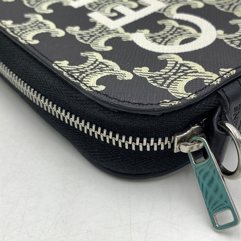【中古品】【メンズ/レディース】 CELINE セリーヌ ホリゾンタル ポーチ ショルダーバッグ クロスボディ トリオンフキャンバス カバン 180-260615-ko-05-tei カラー：ブラック 万代Net店