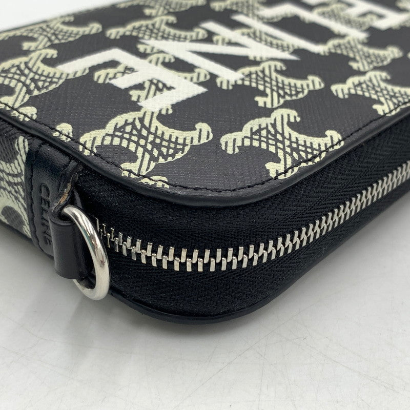 【中古品】【メンズ/レディース】 CELINE セリーヌ ホリゾンタル ポーチ ショルダーバッグ クロスボディ トリオンフキャンバス カバン 180-260615-ko-05-tei カラー：ブラック 万代Net店