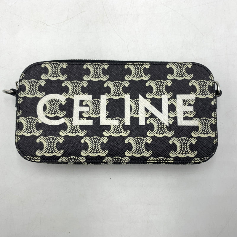 【中古品】【メンズ/レディース】 CELINE セリーヌ ホリゾンタル ポーチ ショルダーバッグ クロスボディ トリオンフキャンバス カバン 180-260615-ko-05-tei カラー：ブラック 万代Net店