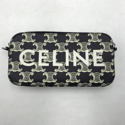 【中古品】【メンズ/レディース】 CELINE セリーヌ ホリゾンタル ポーチ ショルダーバッグ クロスボディ トリオンフキャンバス カバン 180-260615-ko-05-tei カラー：ブラック 万代Net店