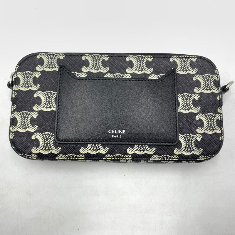 【中古品】【メンズ/レディース】 CELINE セリーヌ ホリゾンタル ポーチ ショルダーバッグ クロスボディ トリオンフキャンバス カバン 180-260615-ko-05-tei カラー：ブラック 万代Net店