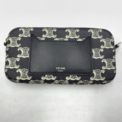 【中古品】【メンズ/レディース】 CELINE セリーヌ ホリゾンタル ポーチ ショルダーバッグ クロスボディ トリオンフキャンバス カバン 180-260615-ko-05-tei カラー：ブラック 万代Net店