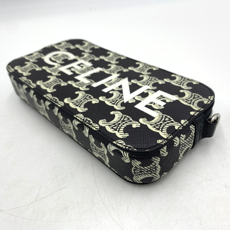 【中古品】【メンズ/レディース】 CELINE セリーヌ ホリゾンタル ポーチ ショルダーバッグ クロスボディ トリオンフキャンバス カバン 180-260615-ko-05-tei カラー：ブラック 万代Net店