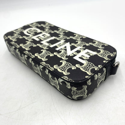 【中古品】【メンズ/レディース】 CELINE セリーヌ ホリゾンタル ポーチ ショルダーバッグ クロスボディ トリオンフキャンバス カバン 180-260615-ko-05-tei カラー：ブラック 万代Net店