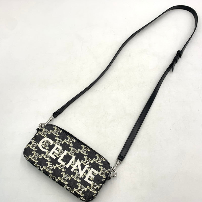 【中古品】【メンズ/レディース】 CELINE セリーヌ ホリゾンタル ポーチ ショルダーバッグ クロスボディ トリオンフキャンバス カバン 180-260615-ko-05-tei カラー：ブラック 万代Net店