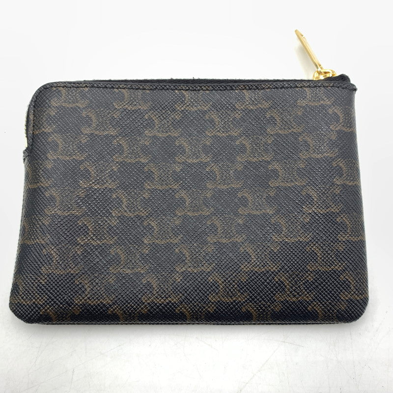 【中古品】【メンズ/レディース】 CELINE セリーヌ トリオンフ キーリング付き コインケース 財布 カードケース 182-260615-ko-02-tei カラー：ブラウン系 万代Net店