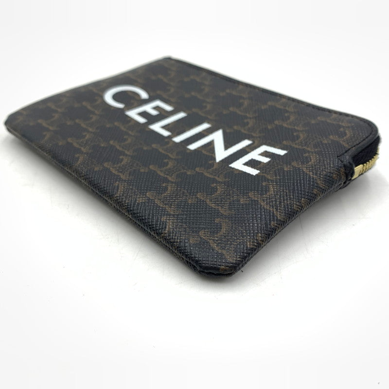 【中古品】【メンズ/レディース】 CELINE セリーヌ トリオンフ キーリング付き コインケース 財布 カードケース 182-260615-ko-02-tei カラー：ブラウン系 万代Net店