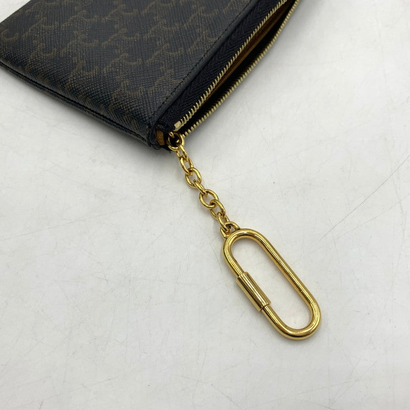 【中古品】【メンズ/レディース】 CELINE セリーヌ トリオンフ キーリング付き コインケース 財布 カードケース 182-260615-ko-02-tei カラー：ブラウン系 万代Net店