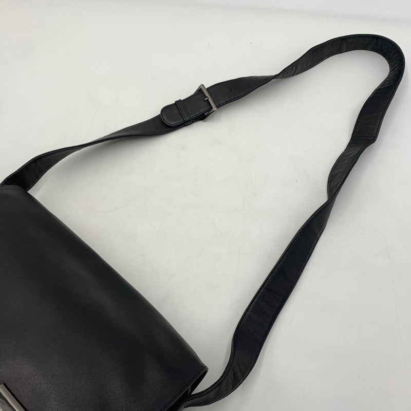 【現状渡し品】【メンズ】 PRADA プラダ MESSENGER LEATHER BAG メッセンジャー レザー バッグ カバン ショルダーバッグ 180-260615-ko-03-tei カラー：ブラック 万代Net店