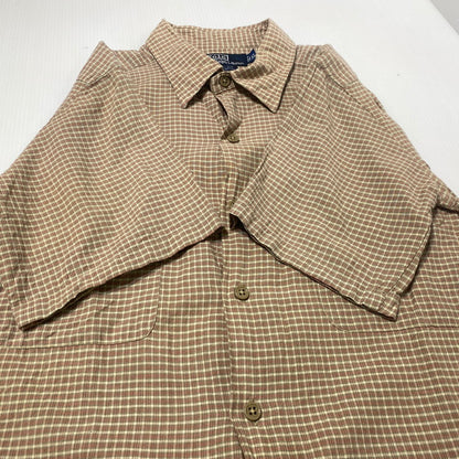 【中古品】【メンズ】 POLO by RALPH LAUREN ポロバイラルフローレン COLLIER CHECK S/S SHIRT コリアー チェック ショートスリーブシャツ 半袖トップス 145-260704-ss-01-tei サイズ：XL カラー：ブラウン 万代Net店