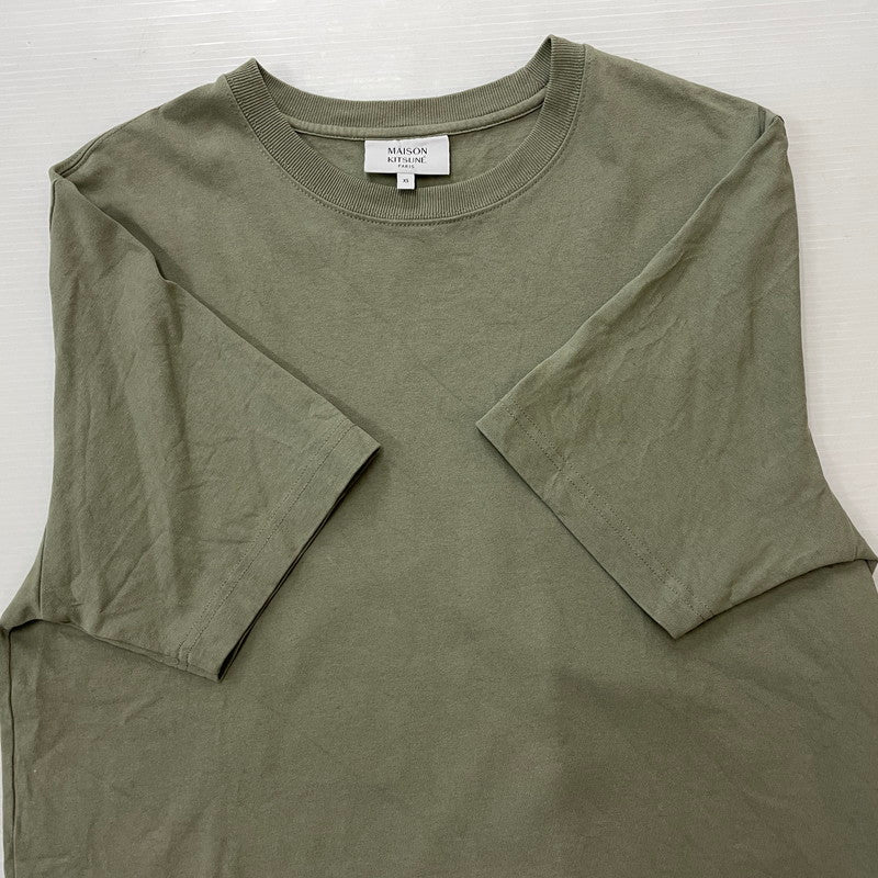【中古品】【メンズ】 MAISON KITSUNE メゾン キツネ HANDWRITING COMFORT TEE MM00126KJ7025 ハンドライティング コンフォート Tシャツ 半袖 トップス 141-260614-sa-01-tei サイズ：XS カラー：カーキ 万代Net店