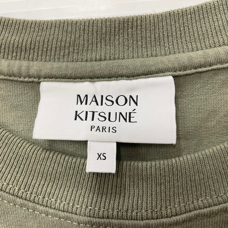 【中古品】【メンズ】 MAISON KITSUNE メゾン キツネ HANDWRITING COMFORT TEE MM00126KJ7025 ハンドライティング コンフォート Tシャツ 半袖 トップス 141-260614-sa-01-tei サイズ：XS カラー：カーキ 万代Net店