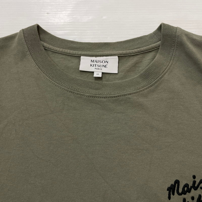 【中古品】【メンズ】 MAISON KITSUNE メゾン キツネ HANDWRITING COMFORT TEE MM00126KJ7025 ハンドライティング コンフォート Tシャツ 半袖 トップス 141-260614-sa-01-tei サイズ：XS カラー：カーキ 万代Net店