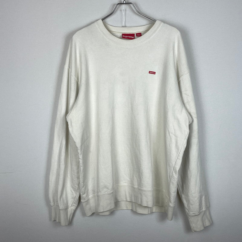 【中古品】【メンズ】 SUPREME シュプリーム 19FW SMALL BOX LOGO CREWNECK 19年秋冬 スモール ボックス ロゴ クールネック 長袖 トップス トレーナ－ 149-260618-sa-12-tei サイズ：L カラー：クリーム 万代Net店