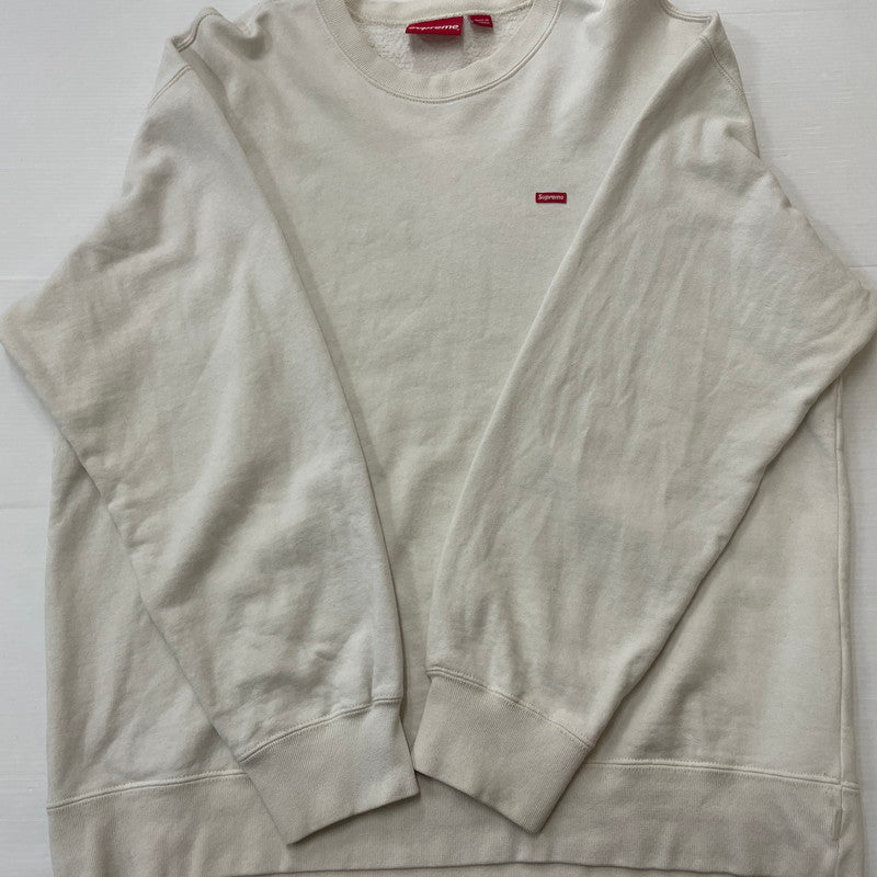 【中古品】【メンズ】 SUPREME シュプリーム 19FW SMALL BOX LOGO CREWNECK 19年秋冬 スモール ボックス ロゴ クールネック 長袖 トップス トレーナ－ 149-260618-sa-12-tei サイズ：L カラー：クリーム 万代Net店