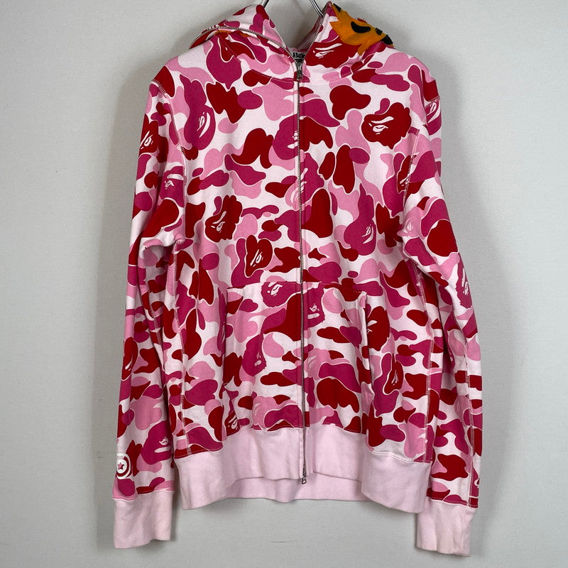 【中古品】【メンズ】 A BATHINGAPE アベイシングエイプ SHARK FULLZIP HOODIE 001ZPK801003M シャーク フルジップ フーディ 長袖 トップス パーカー 144-260615-sa-11-tei サイズ：M カラー：ピンク 万代Net店