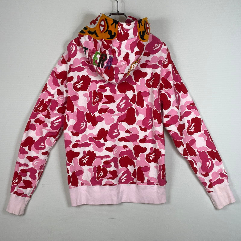 【中古品】【メンズ】 A BATHINGAPE アベイシングエイプ SHARK FULLZIP HOODIE 001ZPK801003M シャーク フルジップ フーディ 長袖 トップス パーカー 144-260615-sa-11-tei サイズ：M カラー：ピンク 万代Net店