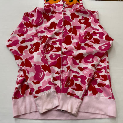 【中古品】【メンズ】 A BATHINGAPE アベイシングエイプ SHARK FULLZIP HOODIE 001ZPK801003M シャーク フルジップ フーディ 長袖 トップス パーカー 144-260615-sa-11-tei サイズ：M カラー：ピンク 万代Net店