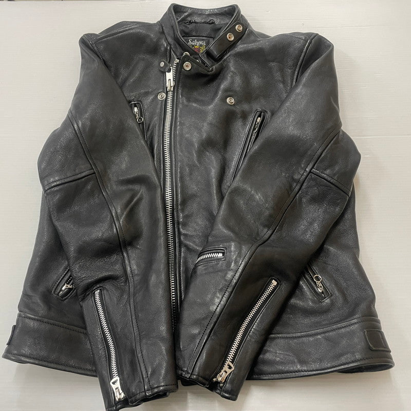 【中古品】【メンズ】 SCHOTT ショット DOUBLE BREST RIDERS JACKET 3171060 ダブル ベスト ライダース ジャケット アウター 145-260615-sa-13-tei サイズ：L カラー：ブラック 万代Net店