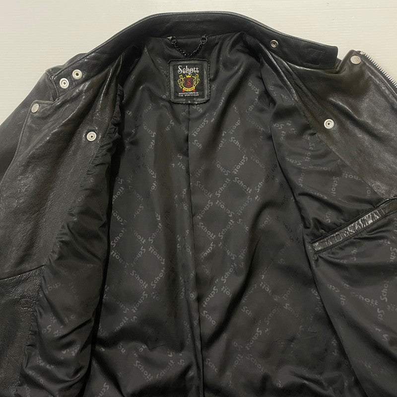 【中古品】【メンズ】 SCHOTT ショット DOUBLE BREST RIDERS JACKET 3171060 ダブル ベスト ライダース ジャケット アウター 145-260615-sa-13-tei サイズ：L カラー：ブラック 万代Net店