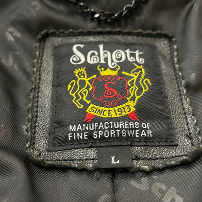 【中古品】【メンズ】 SCHOTT ショット DOUBLE BREST RIDERS JACKET 3171060 ダブル ベスト ライダース ジャケット アウター 145-260615-sa-13-tei サイズ：L カラー：ブラック 万代Net店