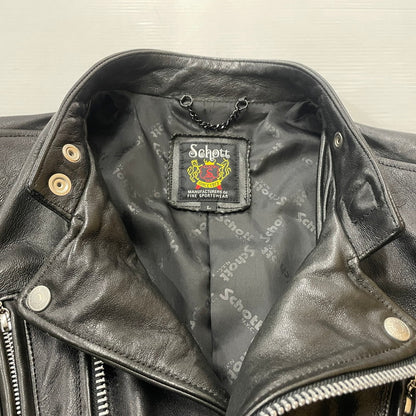 【中古品】【メンズ】 SCHOTT ショット DOUBLE BREST RIDERS JACKET 3171060 ダブル ベスト ライダース ジャケット アウター 145-260615-sa-13-tei サイズ：L カラー：ブラック 万代Net店