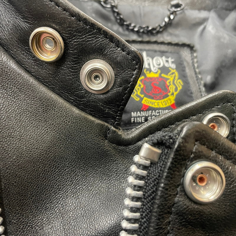 【中古品】【メンズ】 SCHOTT ショット DOUBLE BREST RIDERS JACKET 3171060 ダブル ベスト ライダース ジャケット アウター 145-260615-sa-13-tei サイズ：L カラー：ブラック 万代Net店