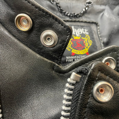 【中古品】【メンズ】 SCHOTT ショット DOUBLE BREST RIDERS JACKET 3171060 ダブル ベスト ライダース ジャケット アウター 145-260615-sa-13-tei サイズ：L カラー：ブラック 万代Net店
