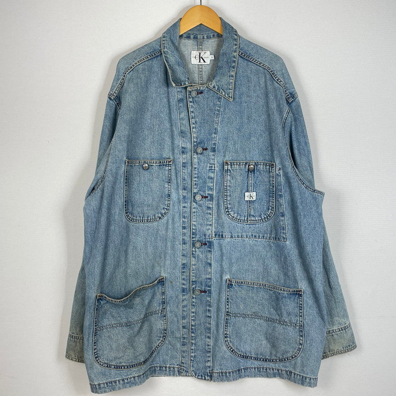 【中古品】【メンズ】 CALVIN KLEIN カルバンクライン 90’ｓ COVERALL DENIM JACKET 90年代 カバーオール デニム ジャケット アウター 141-260615-sa-12-tei サイズ：XL カラー：インディゴ 万代Net店