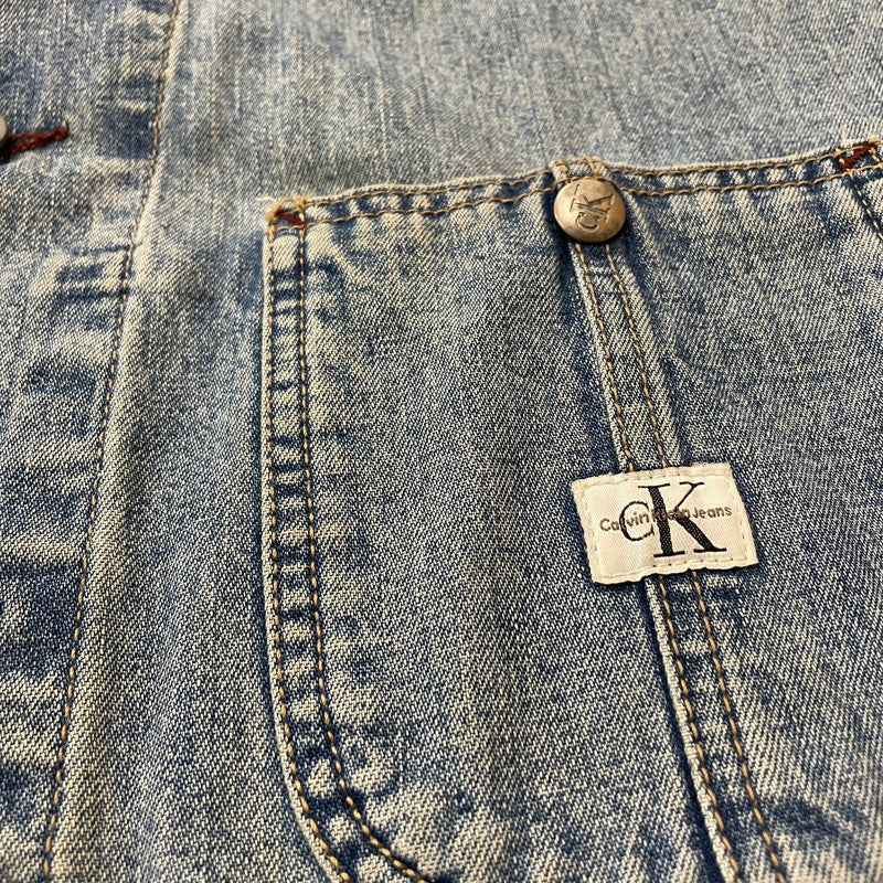 【中古品】【メンズ】 CALVIN KLEIN カルバンクライン 90’ｓ COVERALL DENIM JACKET 90年代 カバーオール デニム ジャケット アウター 141-260615-sa-12-tei サイズ：XL カラー：インディゴ 万代Net店