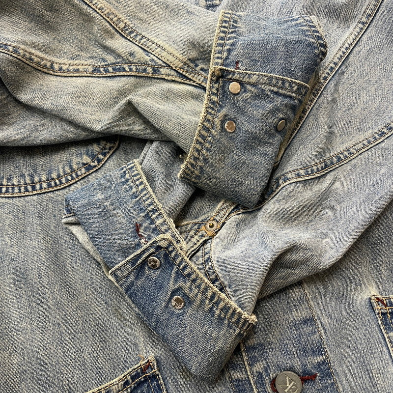 【中古品】【メンズ】 CALVIN KLEIN カルバンクライン 90’ｓ COVERALL DENIM JACKET 90年代 カバーオール デニム ジャケット アウター 141-260615-sa-12-tei サイズ：XL カラー：インディゴ 万代Net店